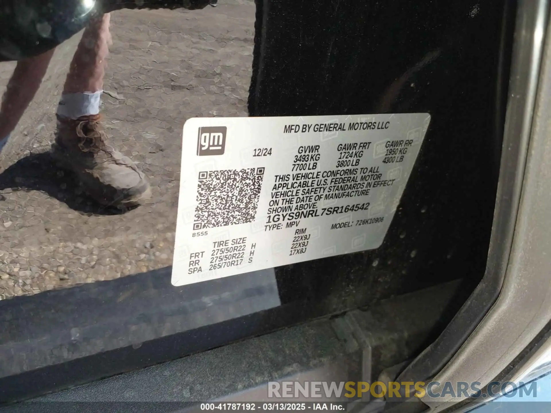 9 fotografías del automóvil dañado 1GYS9NRL7SR164542 CADILLAC ESCALADE ESV 2025