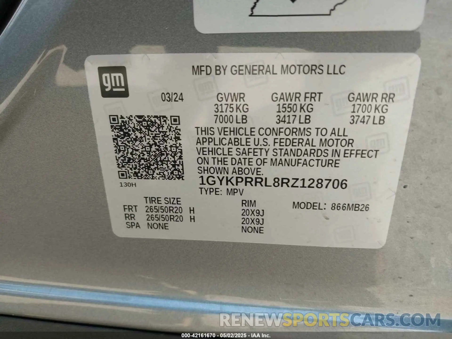 9 fotografías del automóvil dañado 1GYKPRRL8RZ128706 CADILLAC LYRIQ 2024