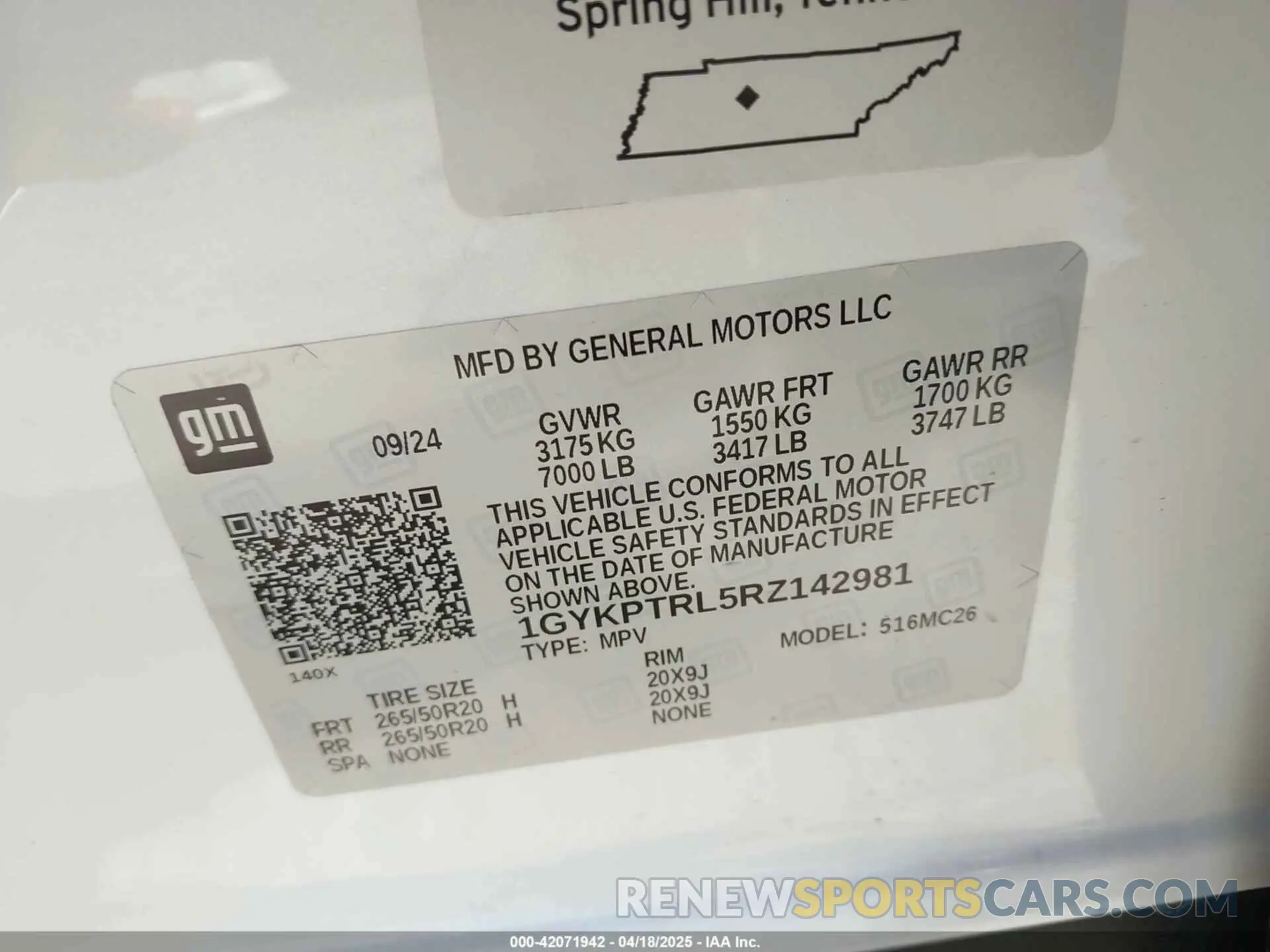 9 fotografías del automóvil dañado 1GYKPTRL5RZ142981 CADILLAC LYRIQ 2024