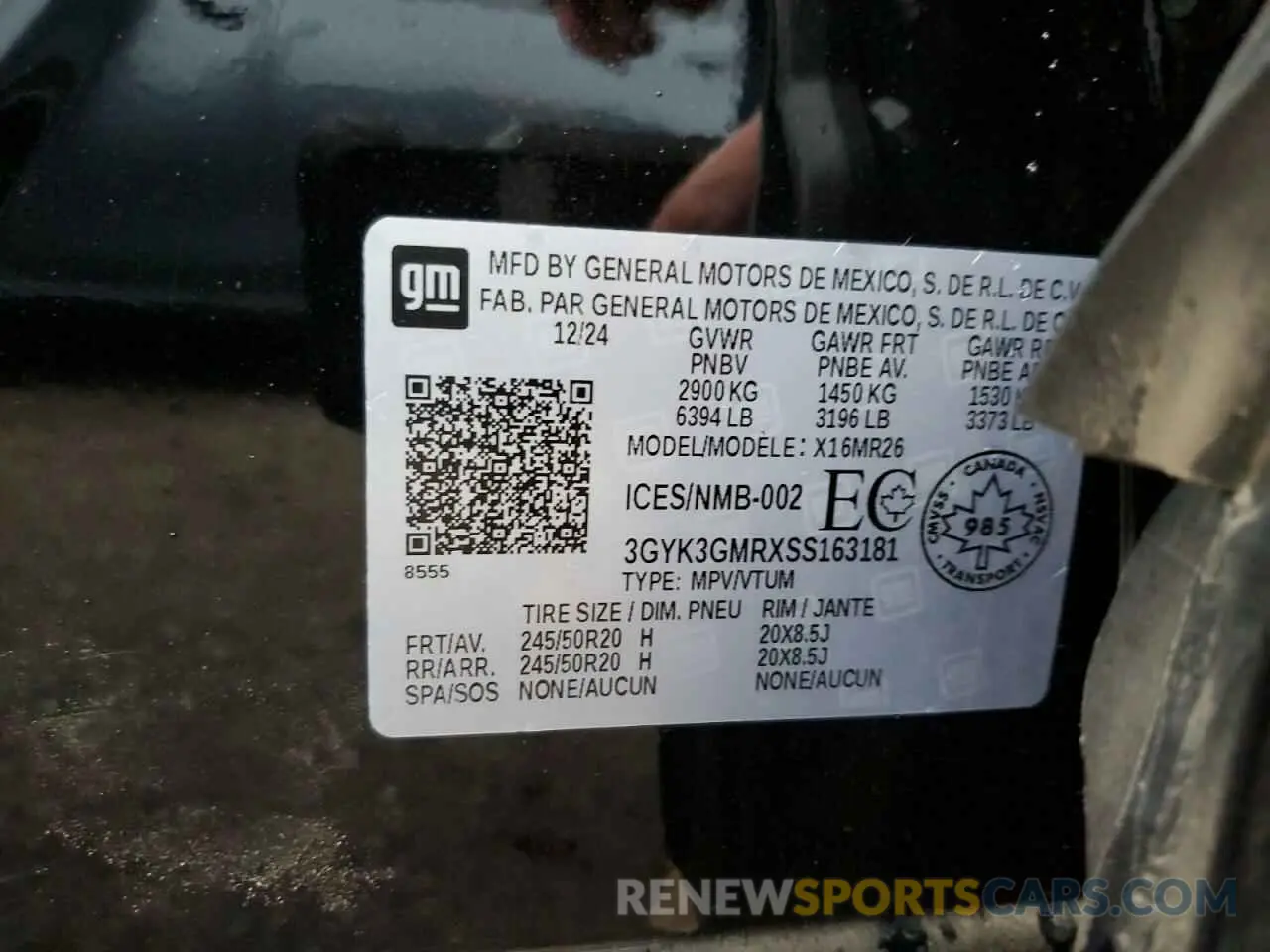 14 fotografías del automóvil dañado 3GYK3GMRXSS163181 CADILLAC OPTIQ SPOR 2025