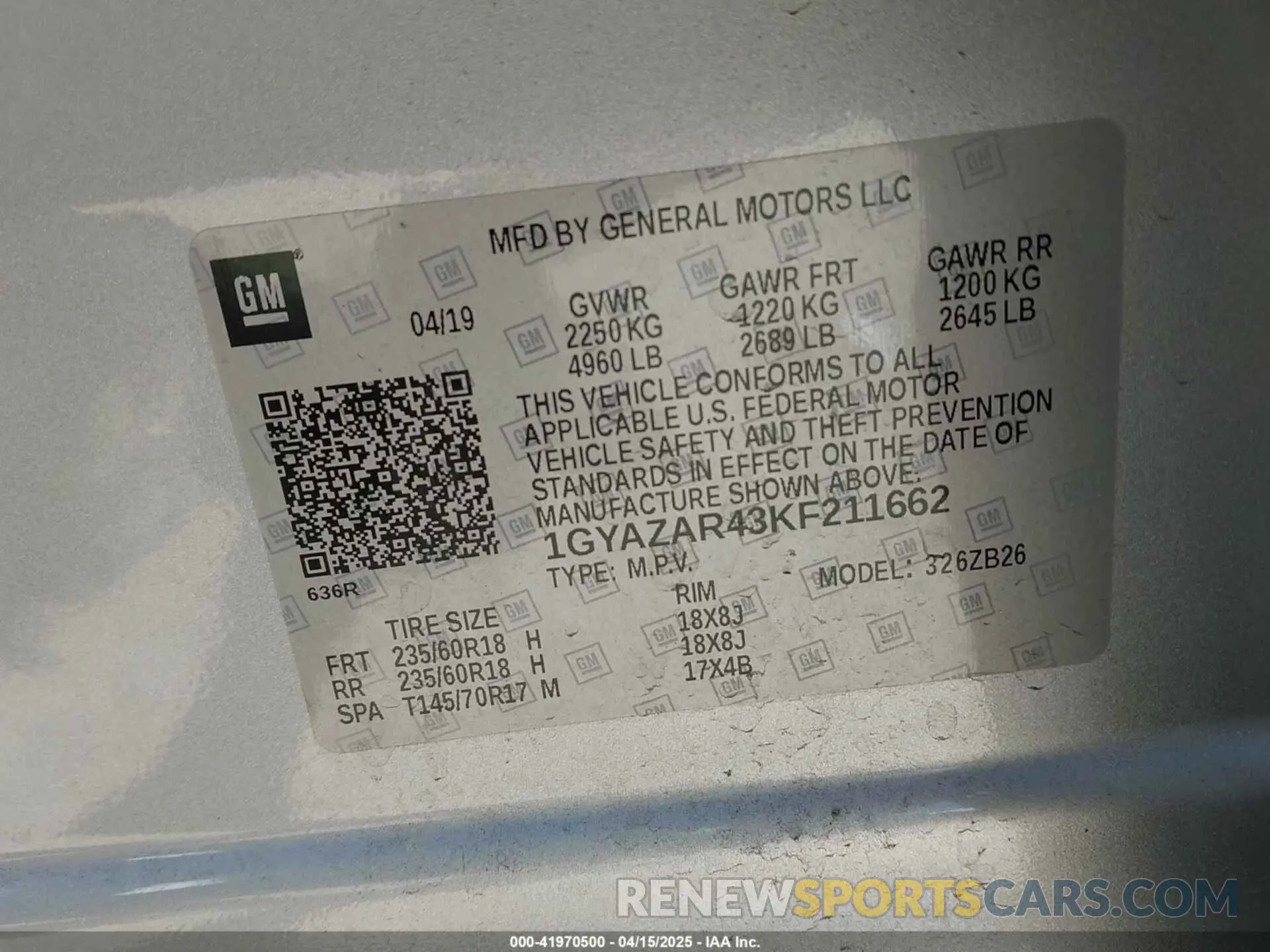 9 fotografías del automóvil dañado 1GYAZAR43KF211662 CADILLAC XT4 2019