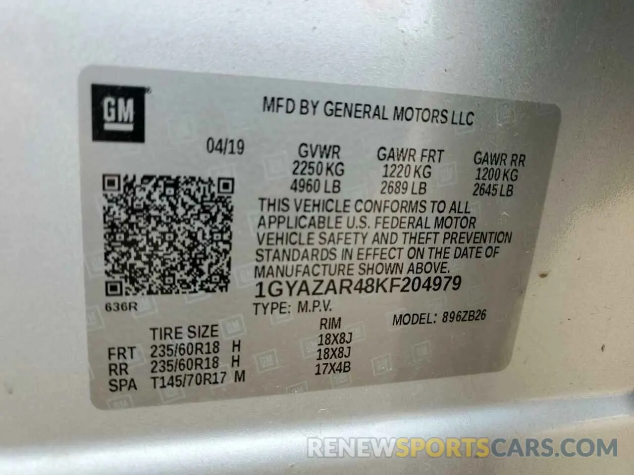 15 fotografías del automóvil dañado 1GYAZAR48KF204979 CADILLAC XT4 2019