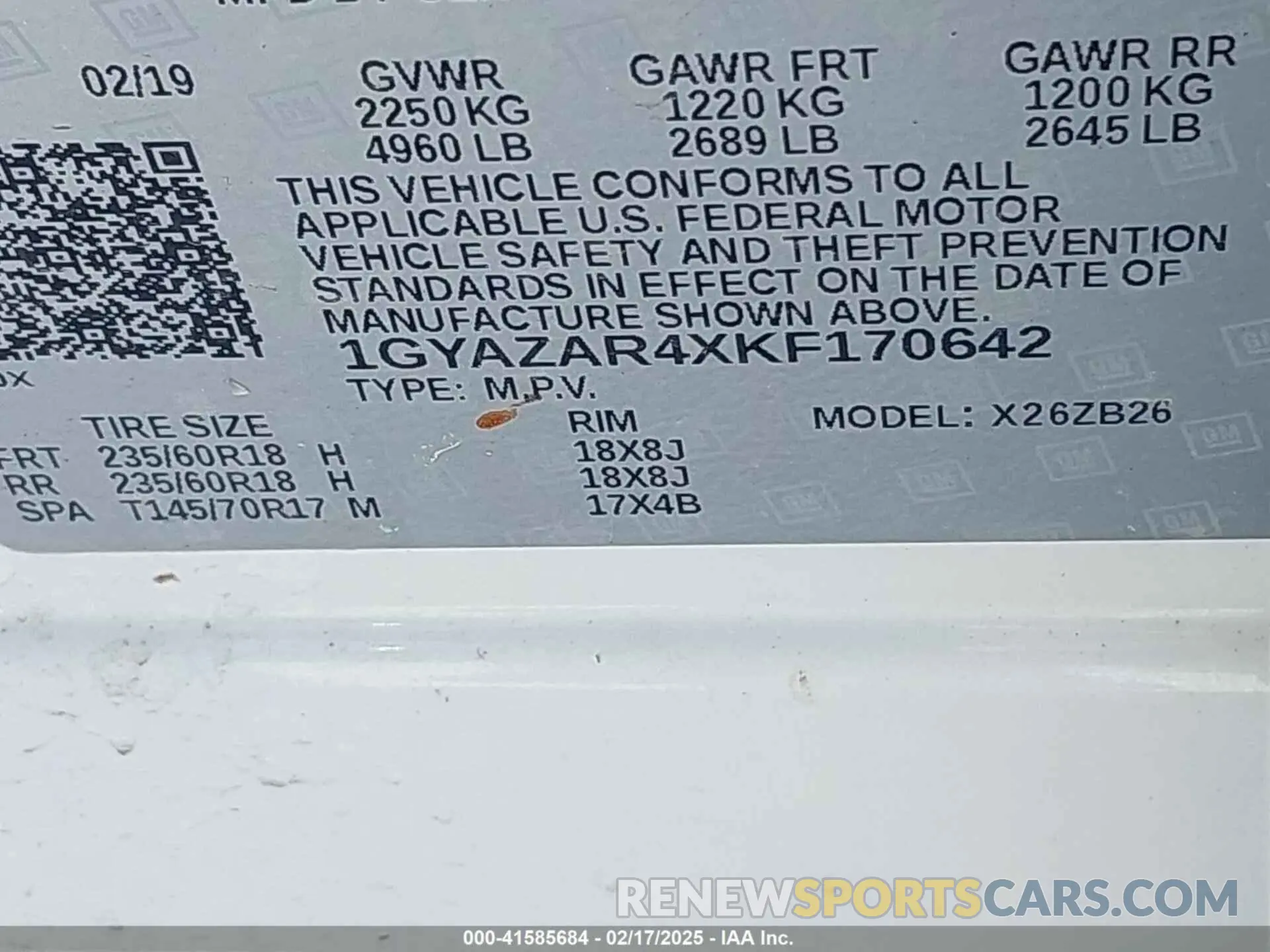 9 fotografías del automóvil dañado 1GYAZAR4XKF170642 CADILLAC XT4 2019