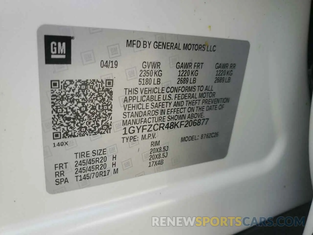 14 fotografías del automóvil dañado 1GYFZCR48KF206877 CADILLAC XT4 2019