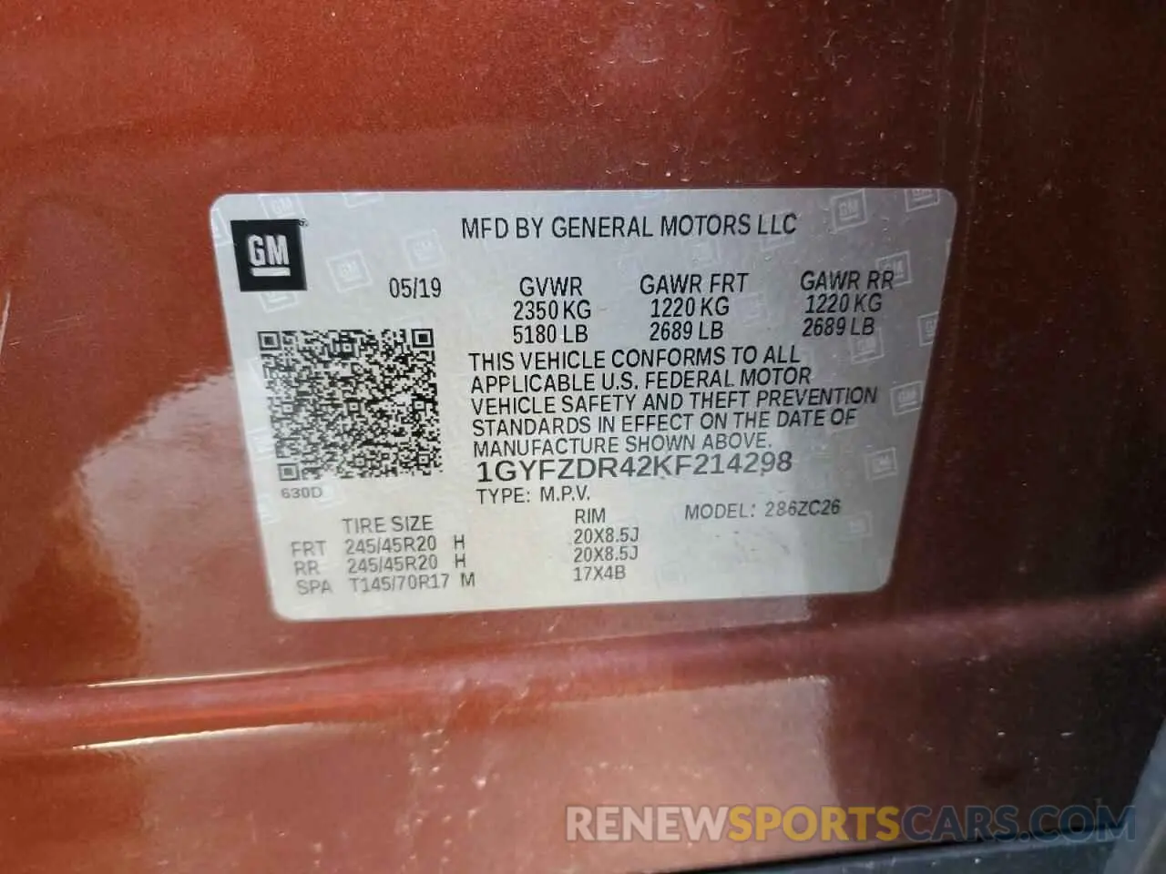 15 fotografías del automóvil dañado 1GYFZDR42KF214298 CADILLAC XT4 2019
