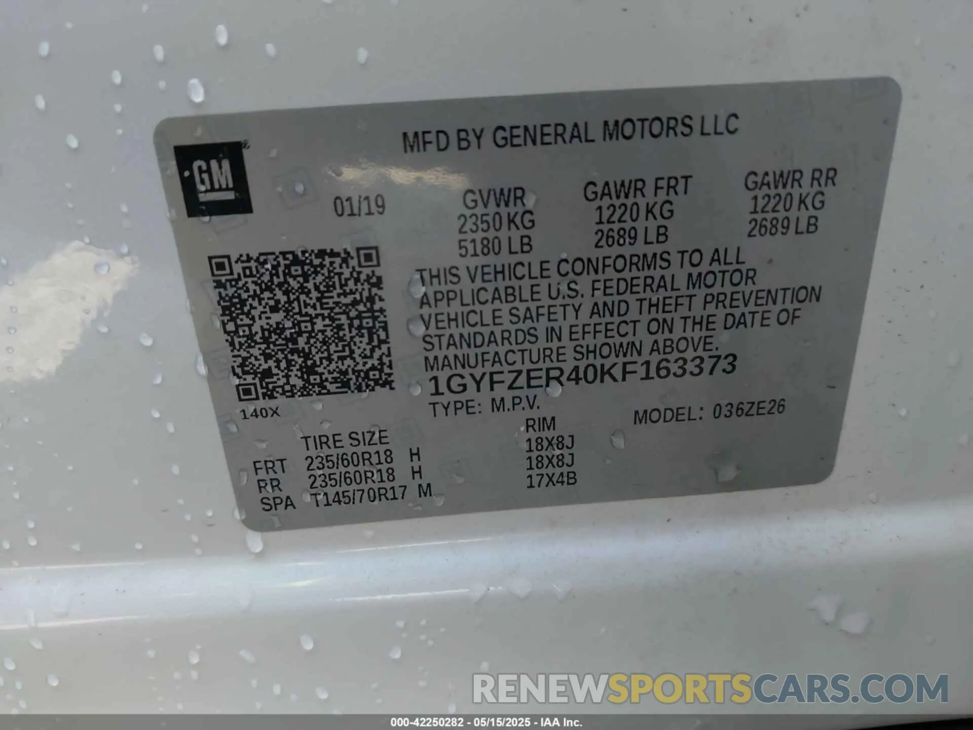 9 fotografías del automóvil dañado 1GYFZER40KF163373 CADILLAC XT4 2019