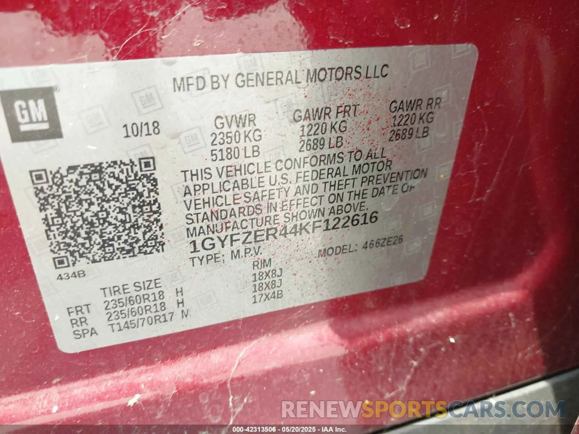 9 fotografías del automóvil dañado 1GYFZER44KF122616 CADILLAC XT4 2019