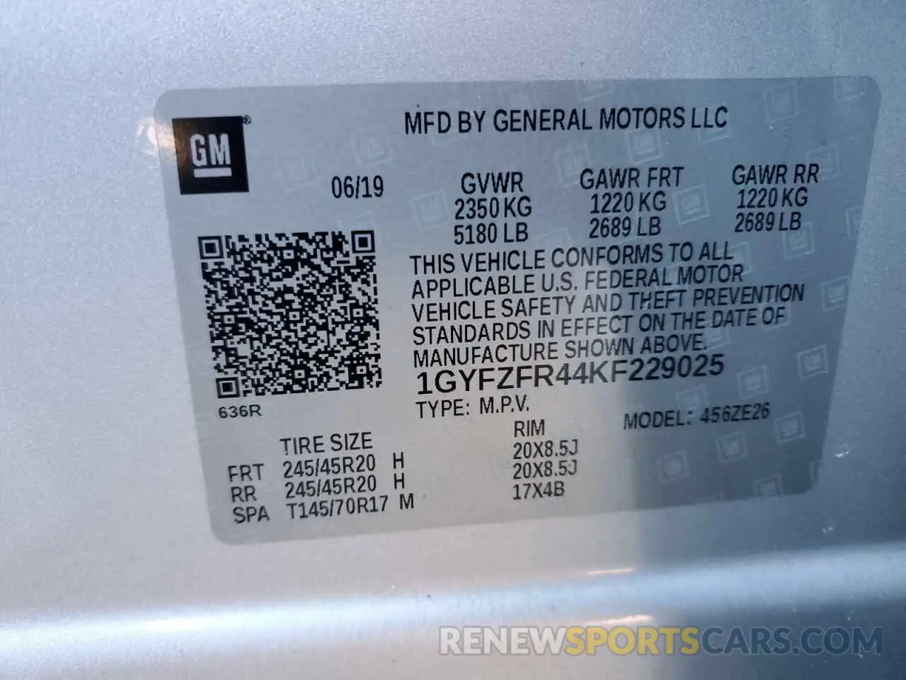 13 fotografías del automóvil dañado 1GYFZFR44KF229025 CADILLAC XT4 2019