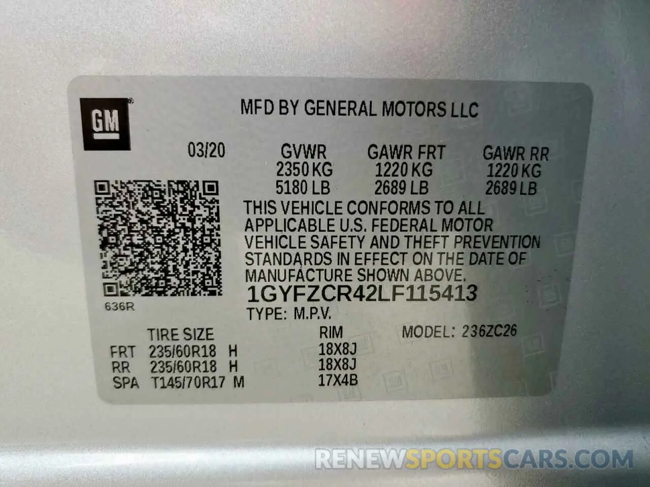 13 fotografías del automóvil dañado 1GYFZCR42LF115413 CADILLAC XT4 2020