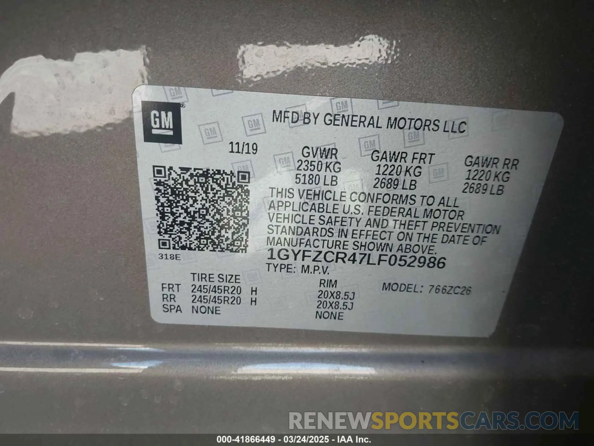 9 fotografías del automóvil dañado 1GYFZCR47LF052986 CADILLAC XT4 2020