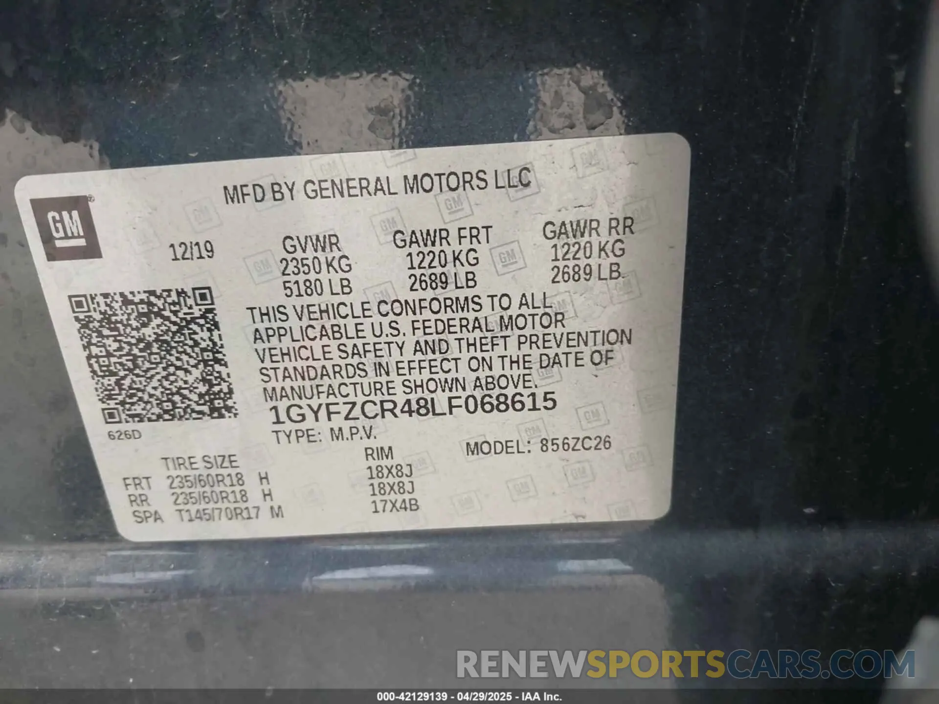 9 fotografías del automóvil dañado 1GYFZCR48LF068615 CADILLAC XT4 2020