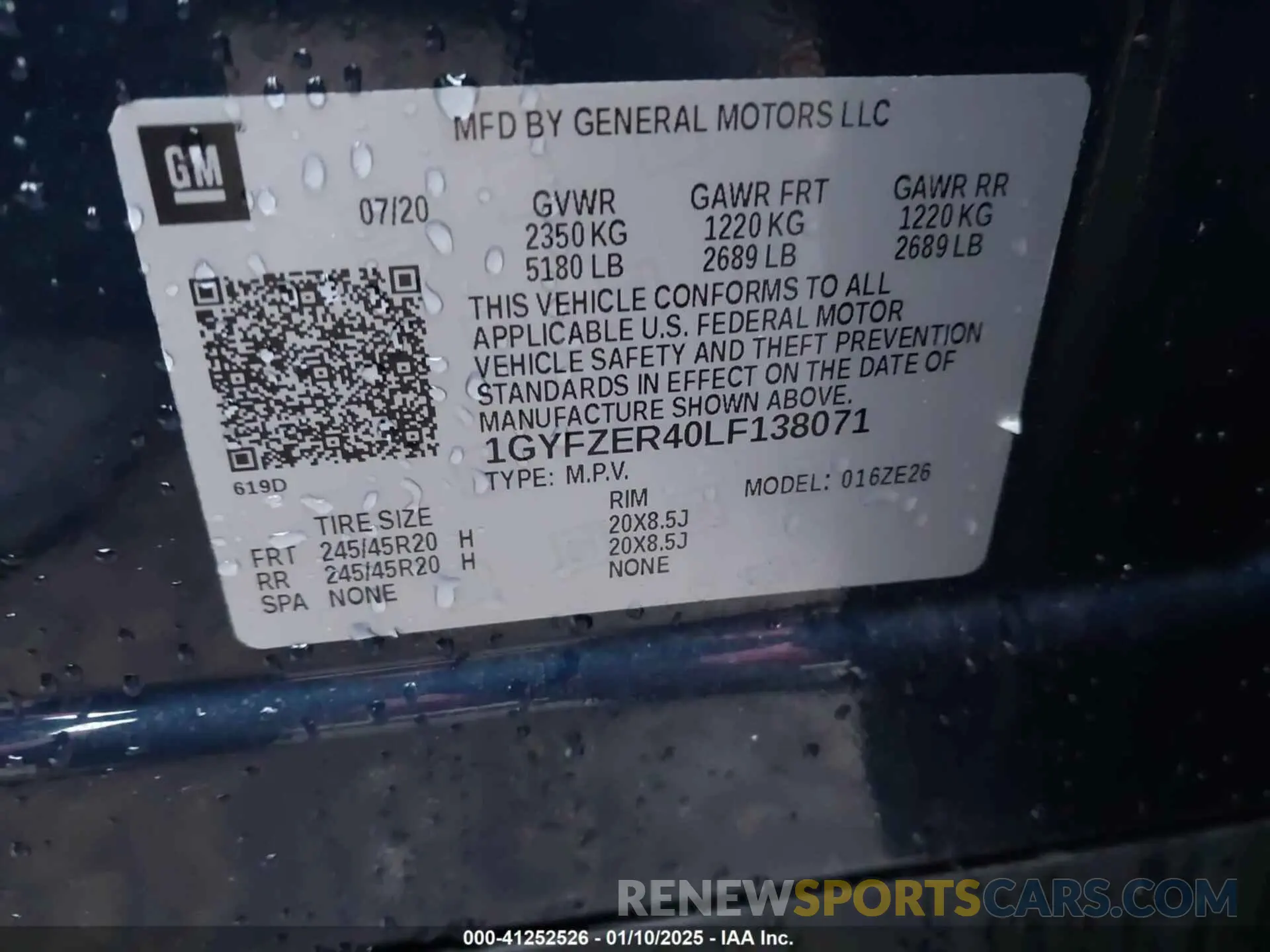 9 fotografías del automóvil dañado 1GYFZER40LF138071 CADILLAC XT4 2020