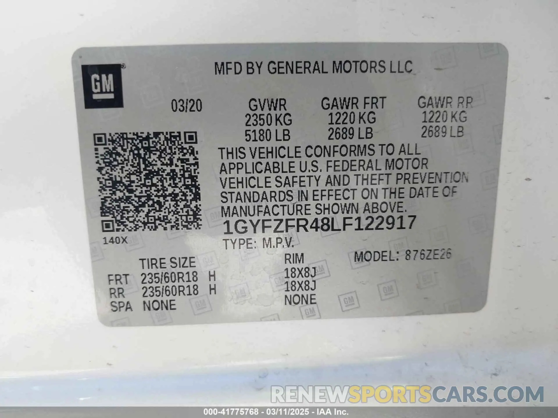 9 fotografías del automóvil dañado 1GYFZFR48LF122917 CADILLAC XT4 2020