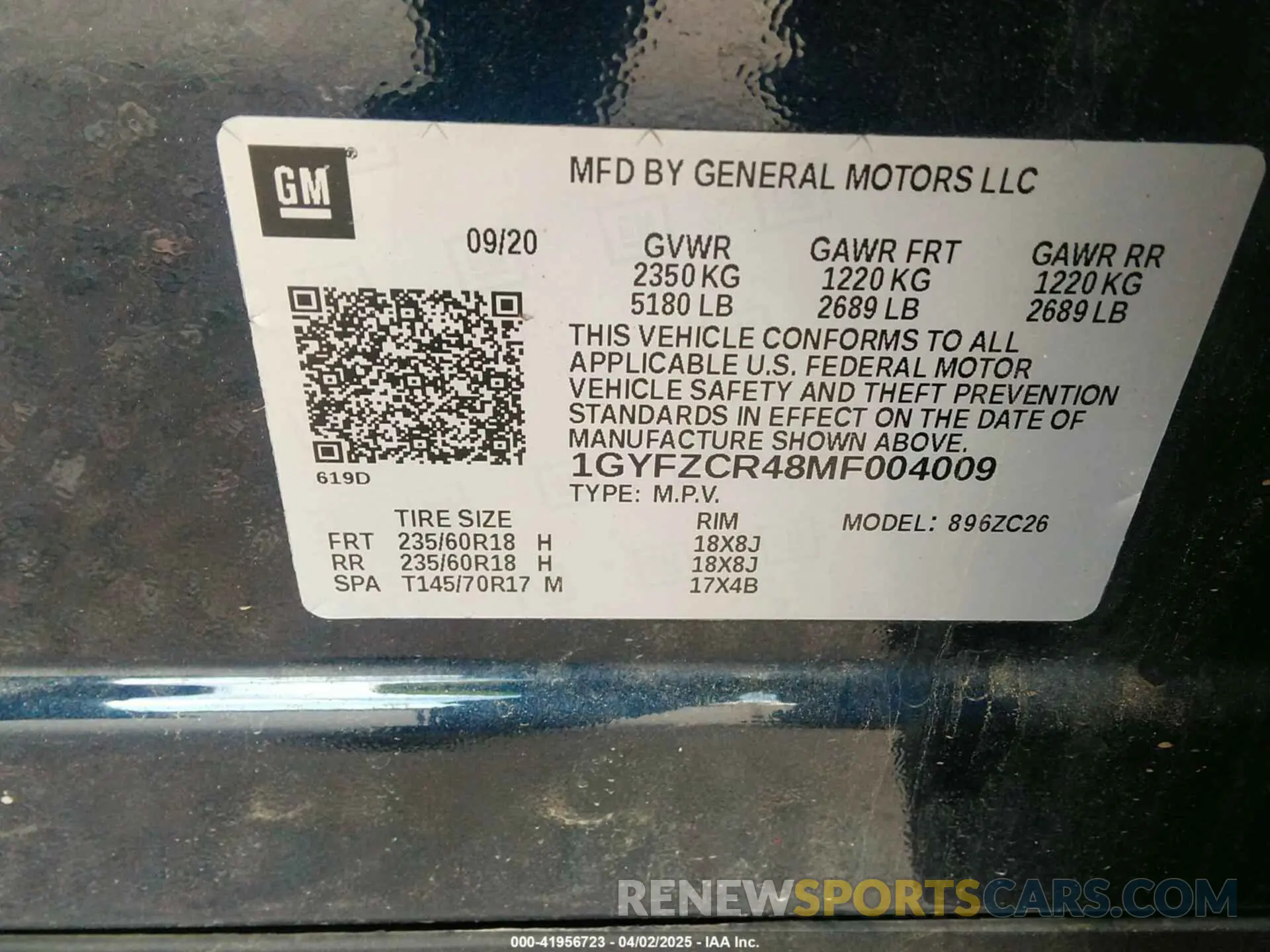 9 fotografías del automóvil dañado 1GYFZCR48MF004009 CADILLAC XT4 2021