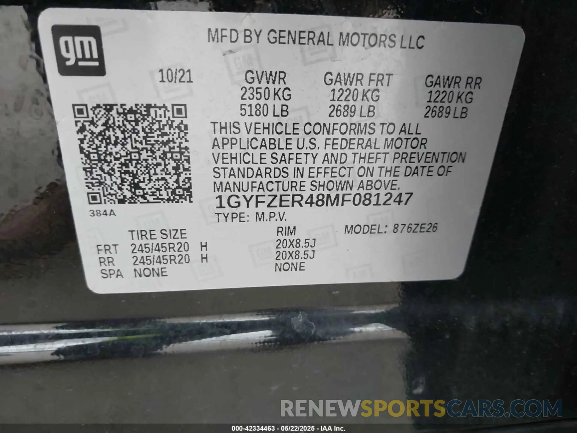 9 fotografías del automóvil dañado 1GYFZER48MF081247 CADILLAC XT4 2021