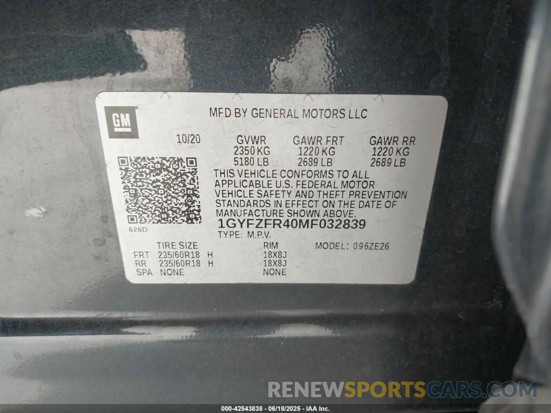 9 fotografías del automóvil dañado 1GYFZFR40MF032839 CADILLAC XT4 2021