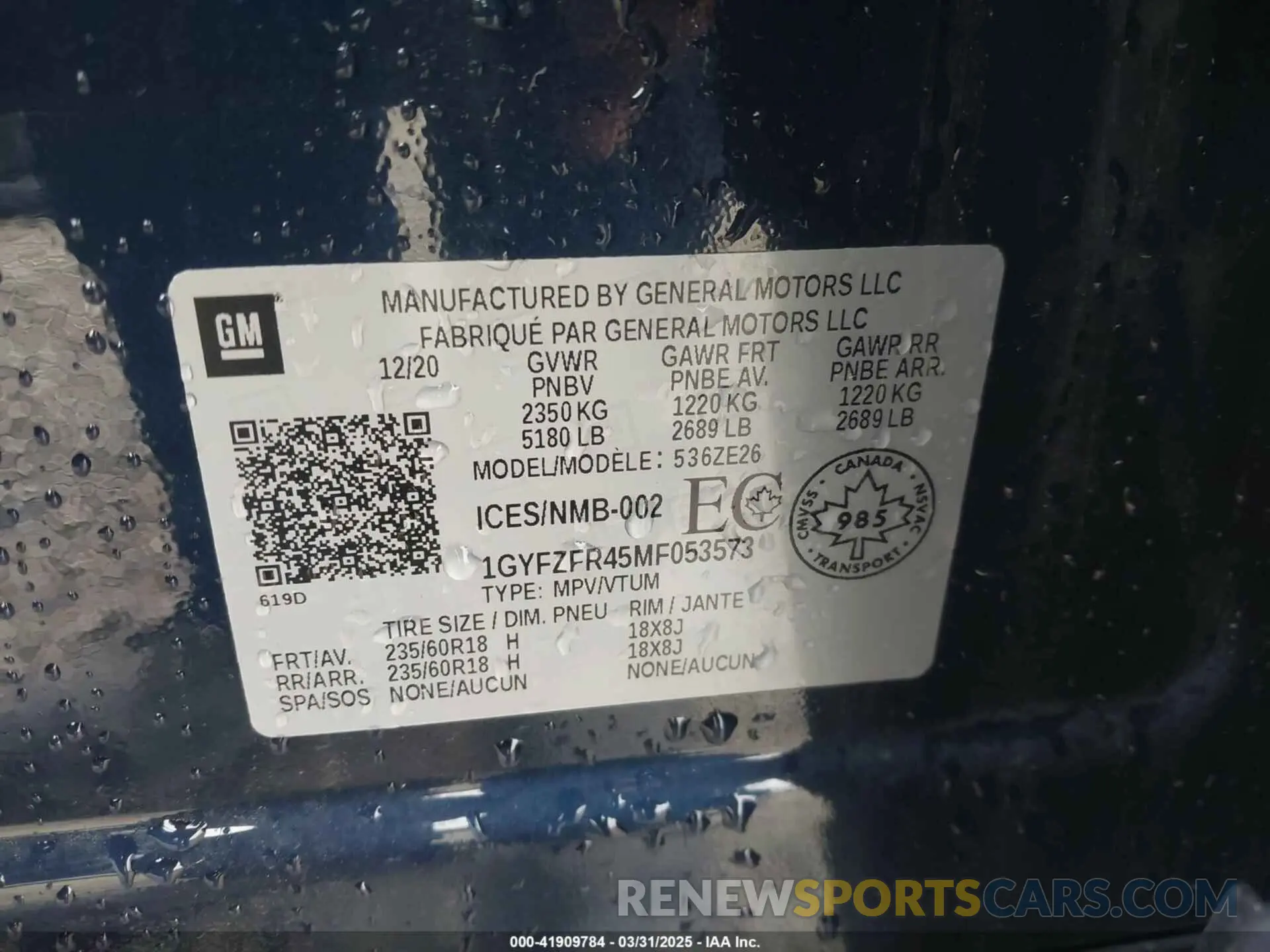 9 fotografías del automóvil dañado 1GYFZFR45MF053573 CADILLAC XT4 2021