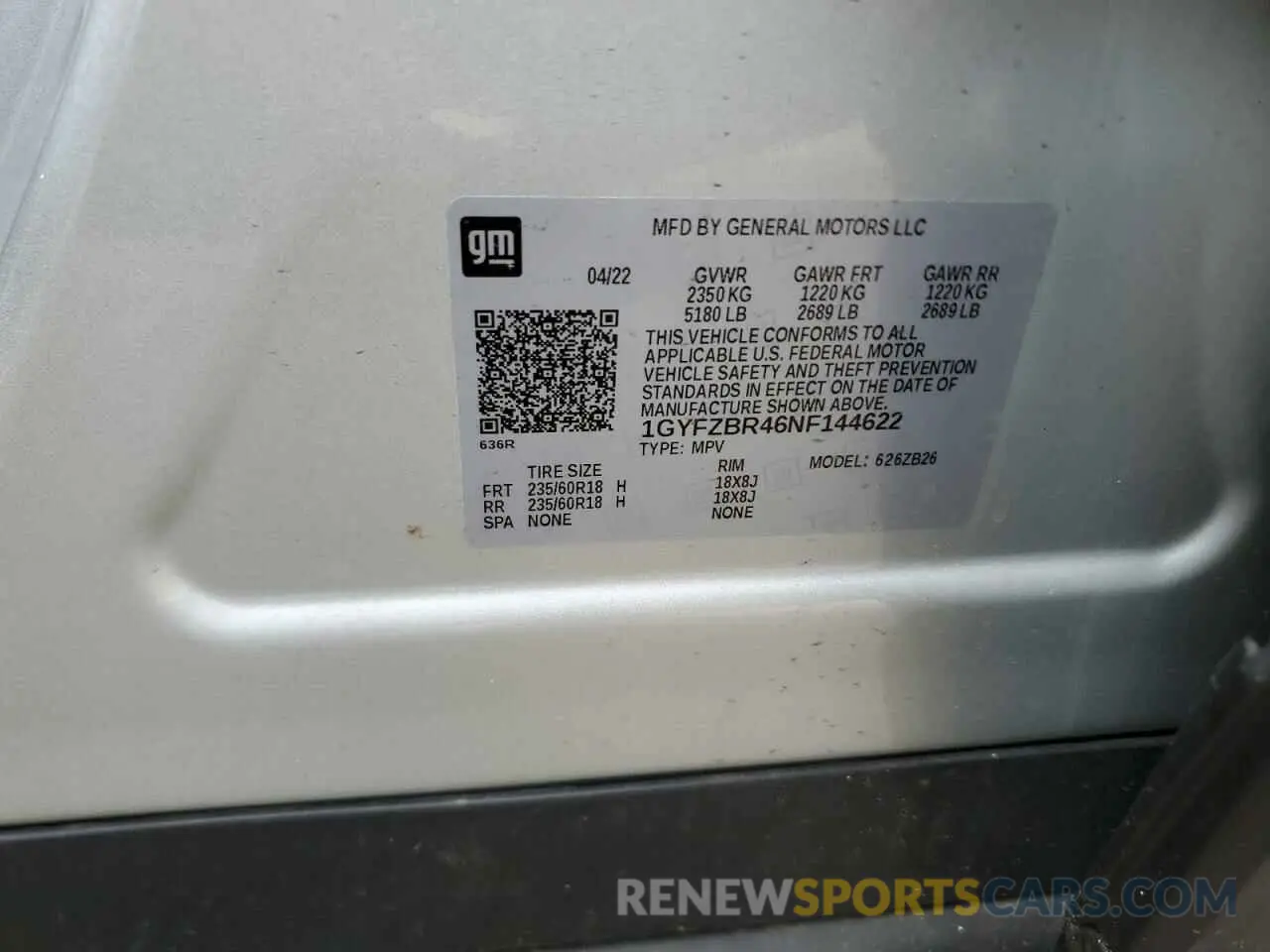 15 fotografías del automóvil dañado 1GYFZBR46NF144622 CADILLAC XT4 2022