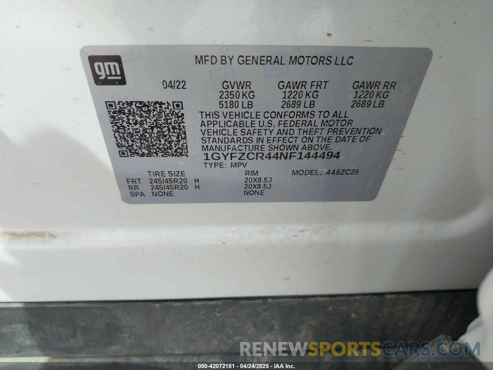 9 fotografías del automóvil dañado 1GYFZCR44NF144494 CADILLAC XT4 2022