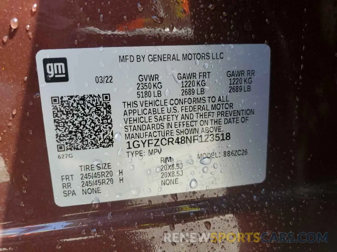 14 fotografías del automóvil dañado 1GYFZCR48NF123518 CADILLAC XT4 2022