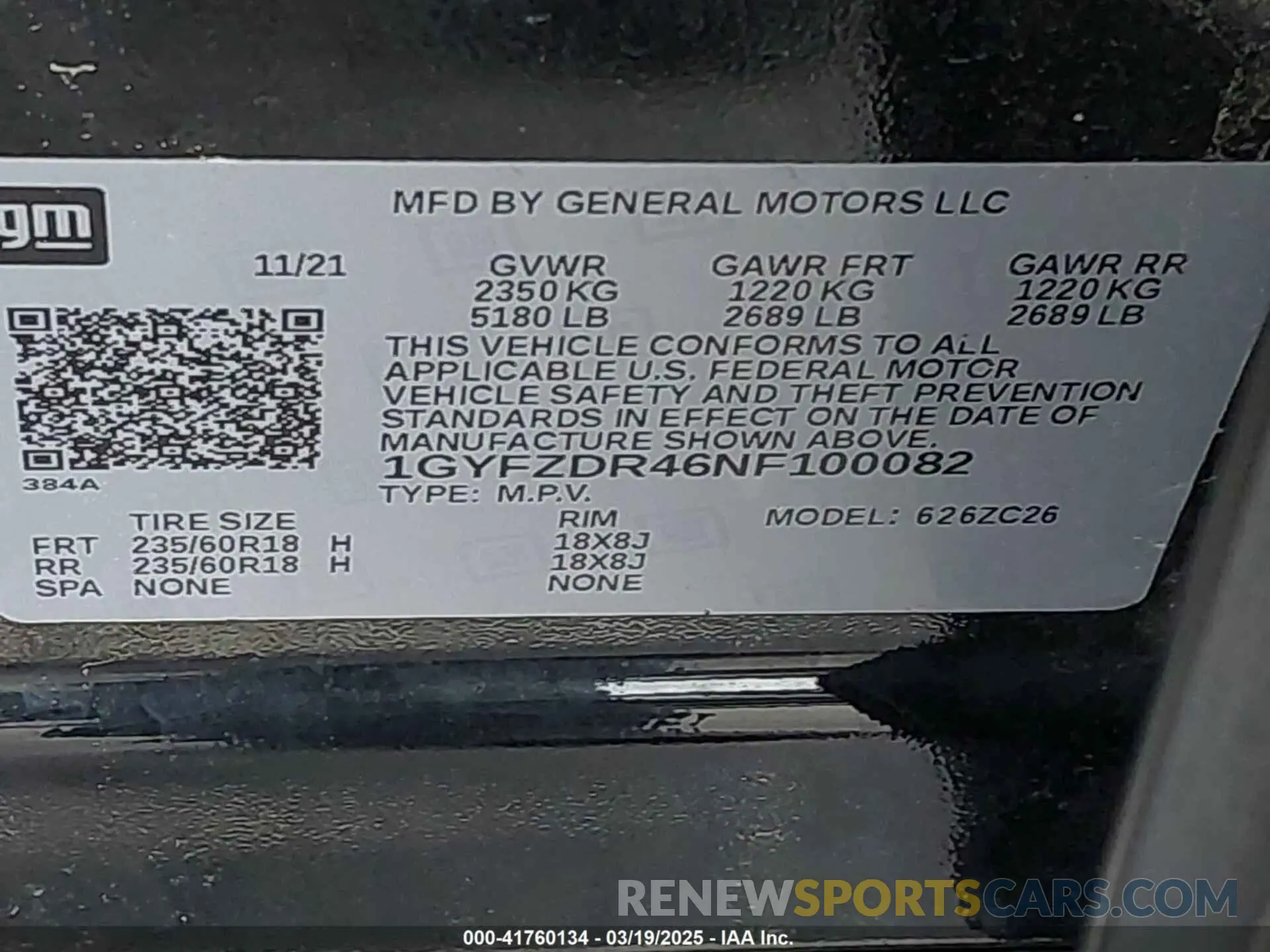 9 fotografías del automóvil dañado 1GYFZDR46NF100082 CADILLAC XT4 2022