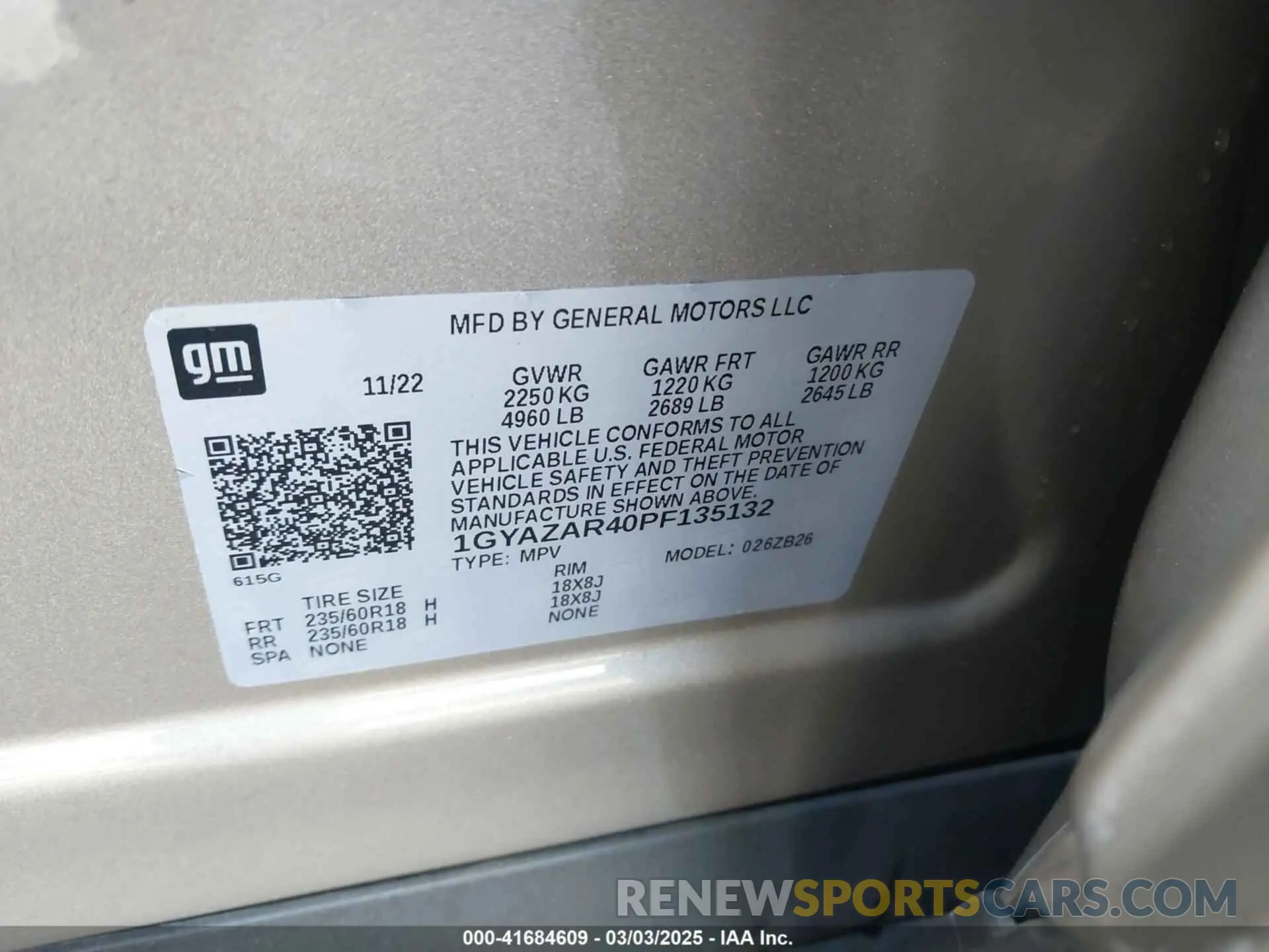 9 fotografías del automóvil dañado 1GYAZAR40PF135132 CADILLAC XT4 2023