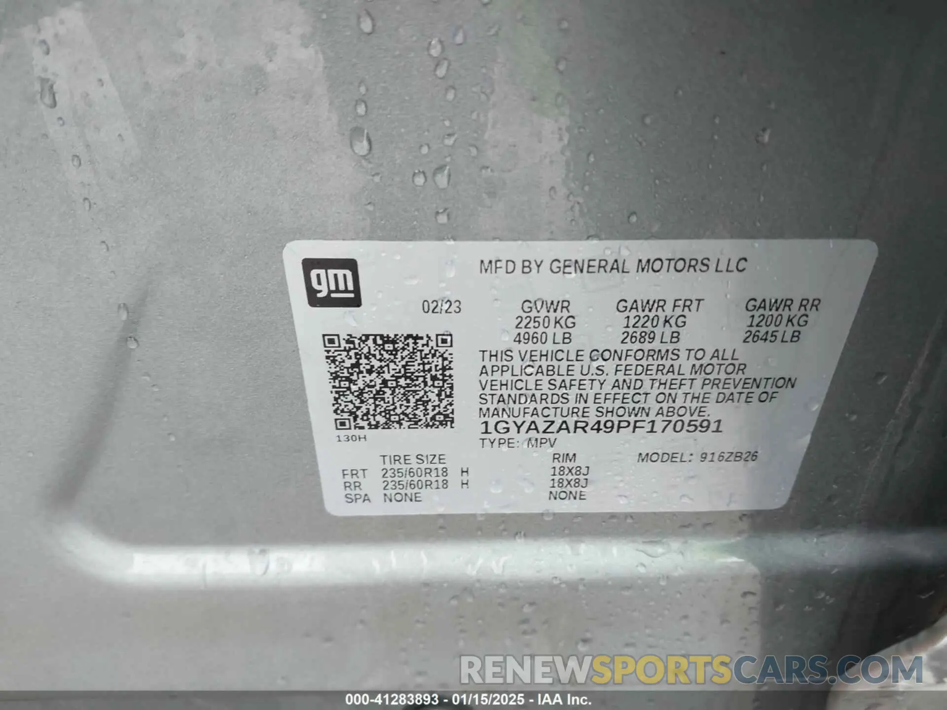 9 fotografías del automóvil dañado 1GYAZAR49PF170591 CADILLAC XT4 2023
