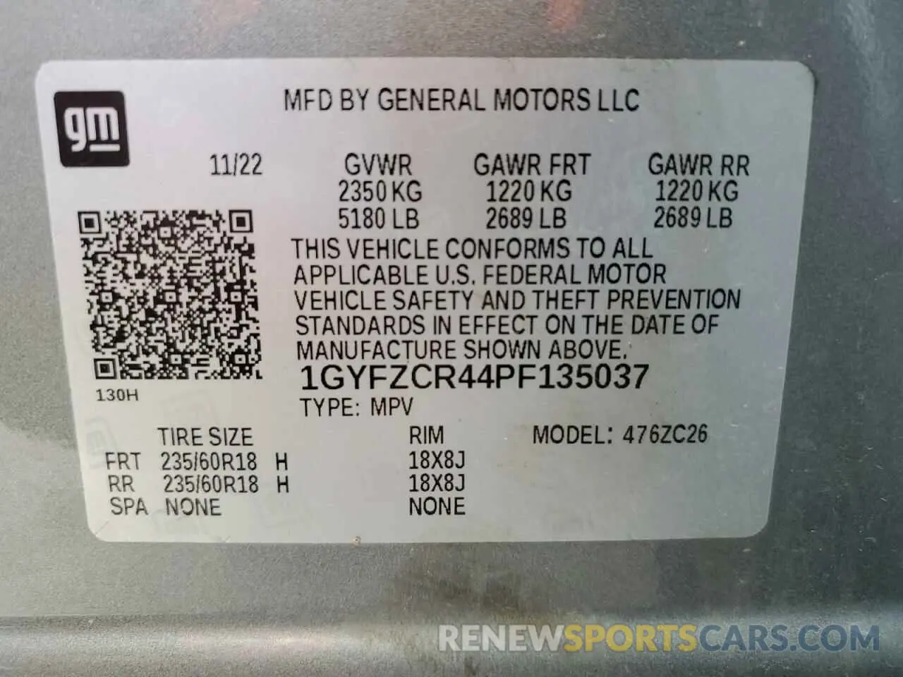 14 fotografías del automóvil dañado 1GYFZCR44PF135037 CADILLAC XT4 2023