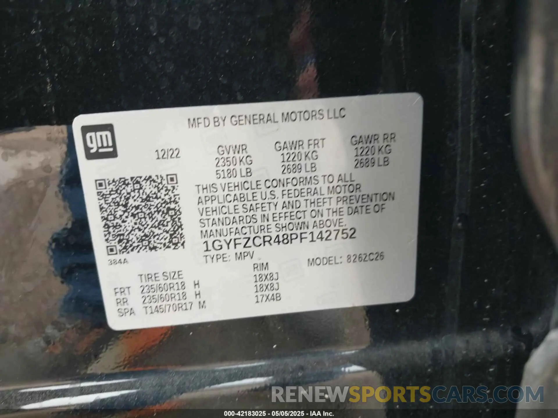 9 fotografías del automóvil dañado 1GYFZCR48PF142752 CADILLAC XT4 2023