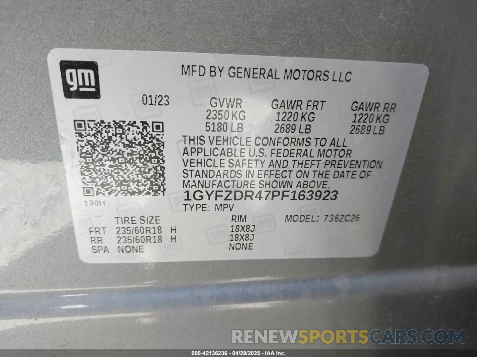 9 fotografías del automóvil dañado 1GYFZDR47PF163923 CADILLAC XT4 2023