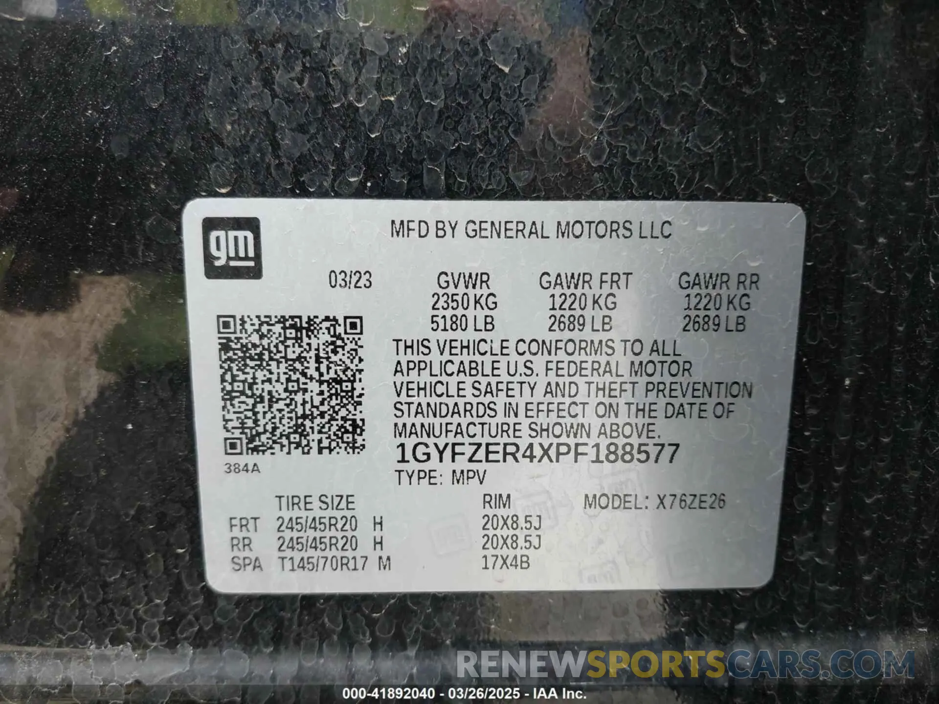 9 fotografías del automóvil dañado 1GYFZER4XPF188577 CADILLAC XT4 2023
