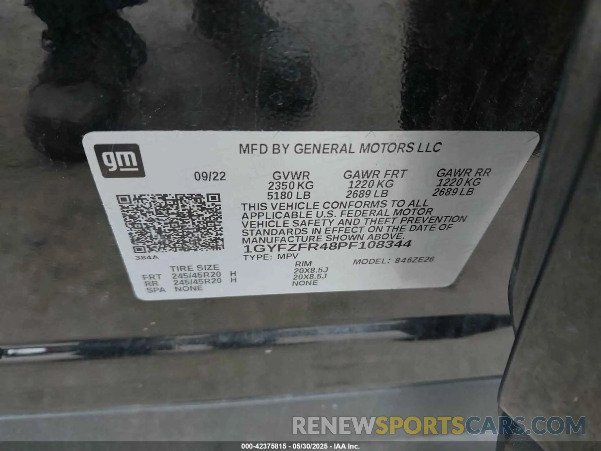 9 fotografías del automóvil dañado 1GYFZFR48PF108344 CADILLAC XT4 2023