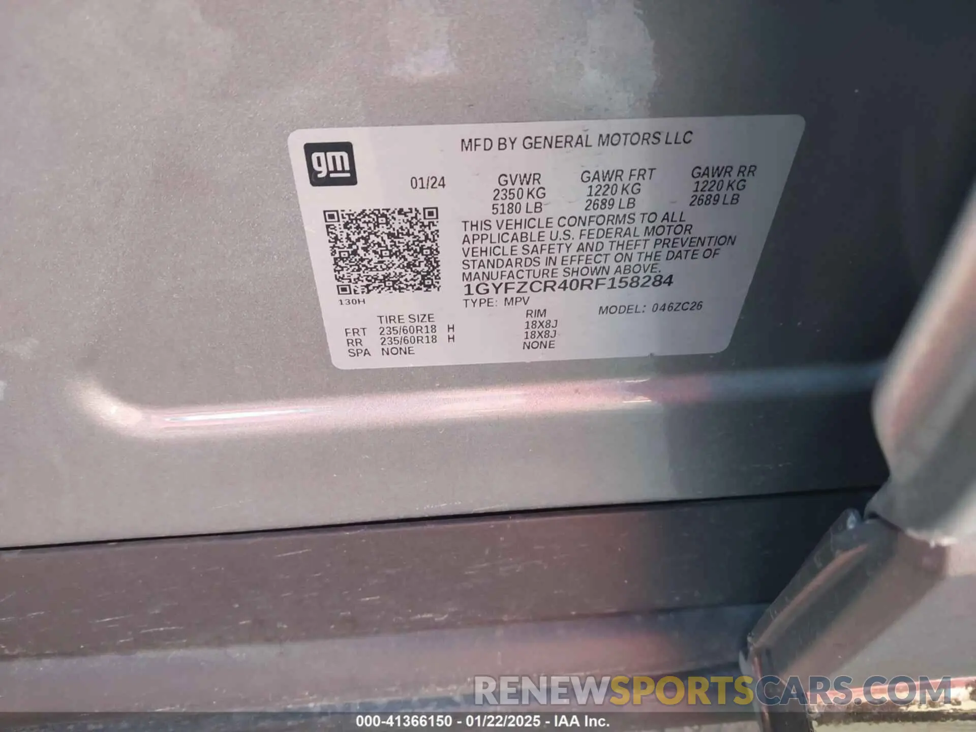 9 fotografías del automóvil dañado 1GYFZCR40RF158284 CADILLAC XT4 2024
