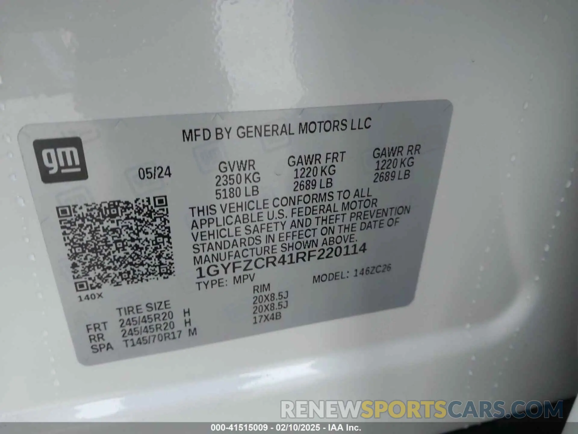 9 fotografías del automóvil dañado 1GYFZCR41RF220114 CADILLAC XT4 2024