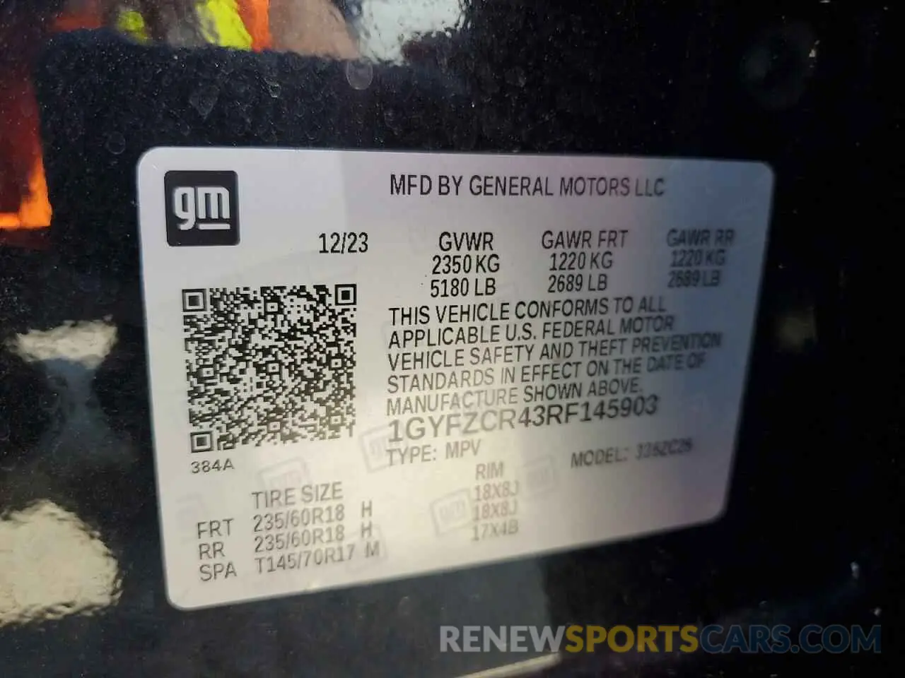 14 fotografías del automóvil dañado 1GYFZCR43RF145903 CADILLAC XT4 2024