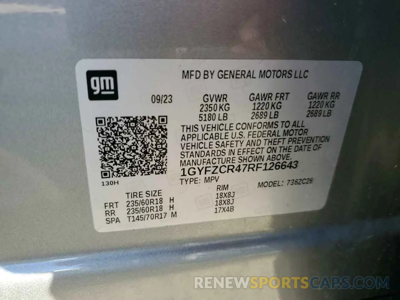 13 fotografías del automóvil dañado 1GYFZCR47RF126643 CADILLAC XT4 2024
