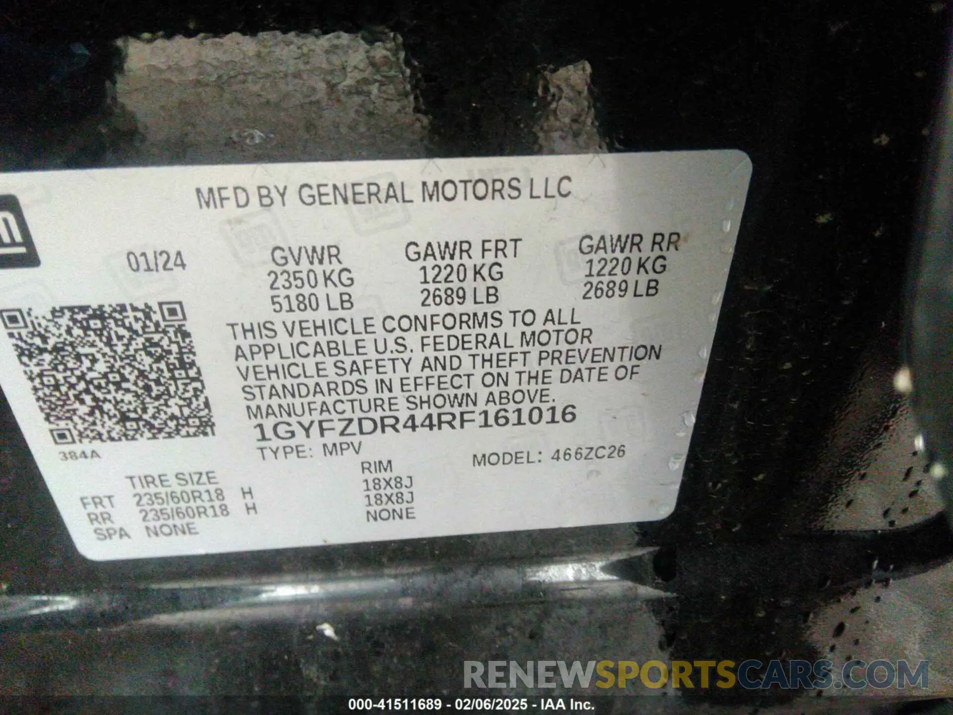 9 fotografías del automóvil dañado 1GYFZDR44RF161016 CADILLAC XT4 2024