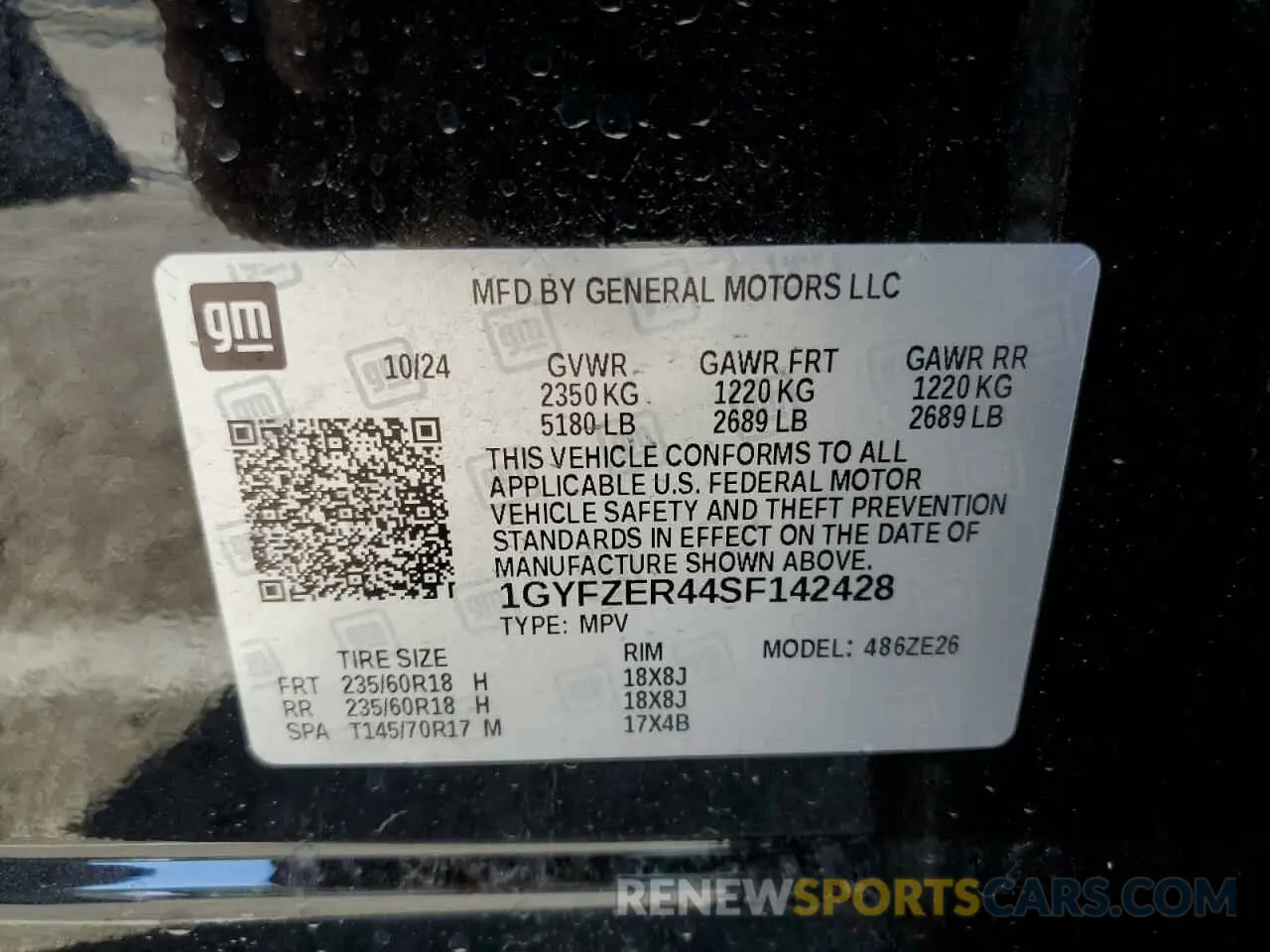 13 fotografías del automóvil dañado 1GYFZER44SF142428 CADILLAC XT4 2025