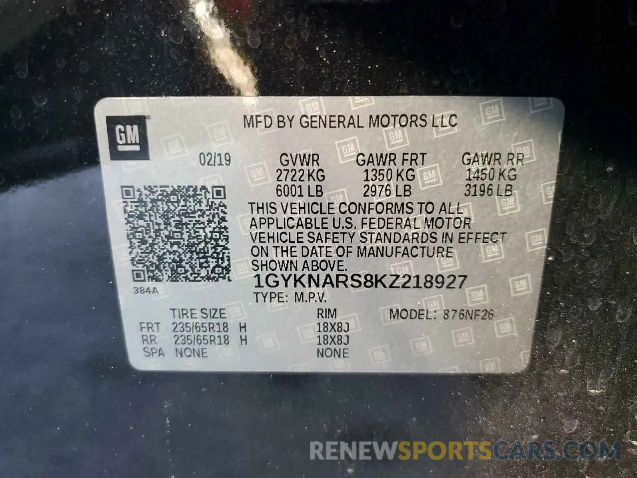 13 fotografías del automóvil dañado 1GYKNARS8KZ218927 CADILLAC XT5 2019