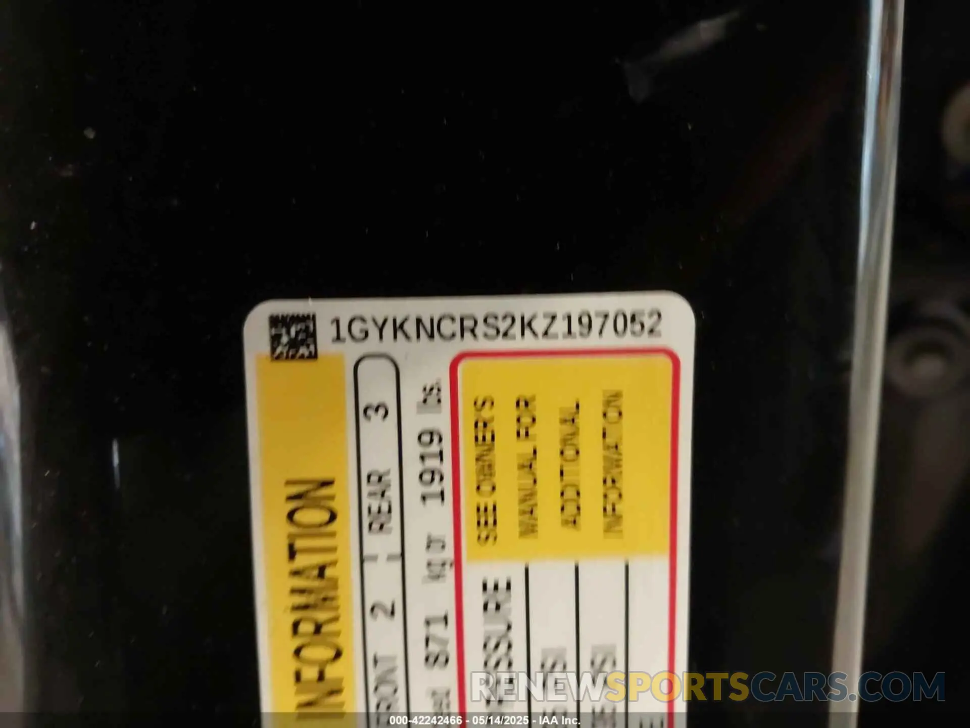 9 fotografías del automóvil dañado 1GYKNCRS2KZ197052 CADILLAC XT5 2019