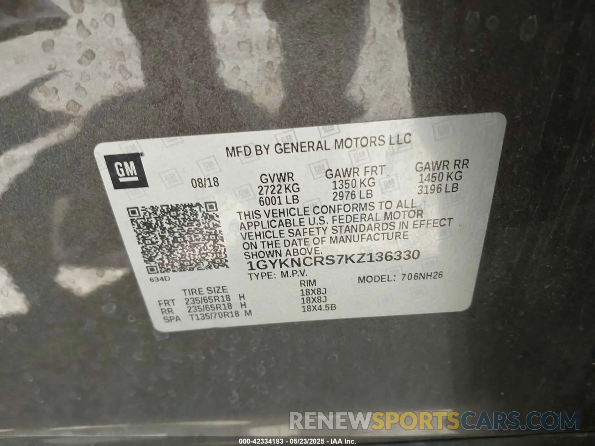 9 fotografías del automóvil dañado 1GYKNCRS7KZ136330 CADILLAC XT5 2019