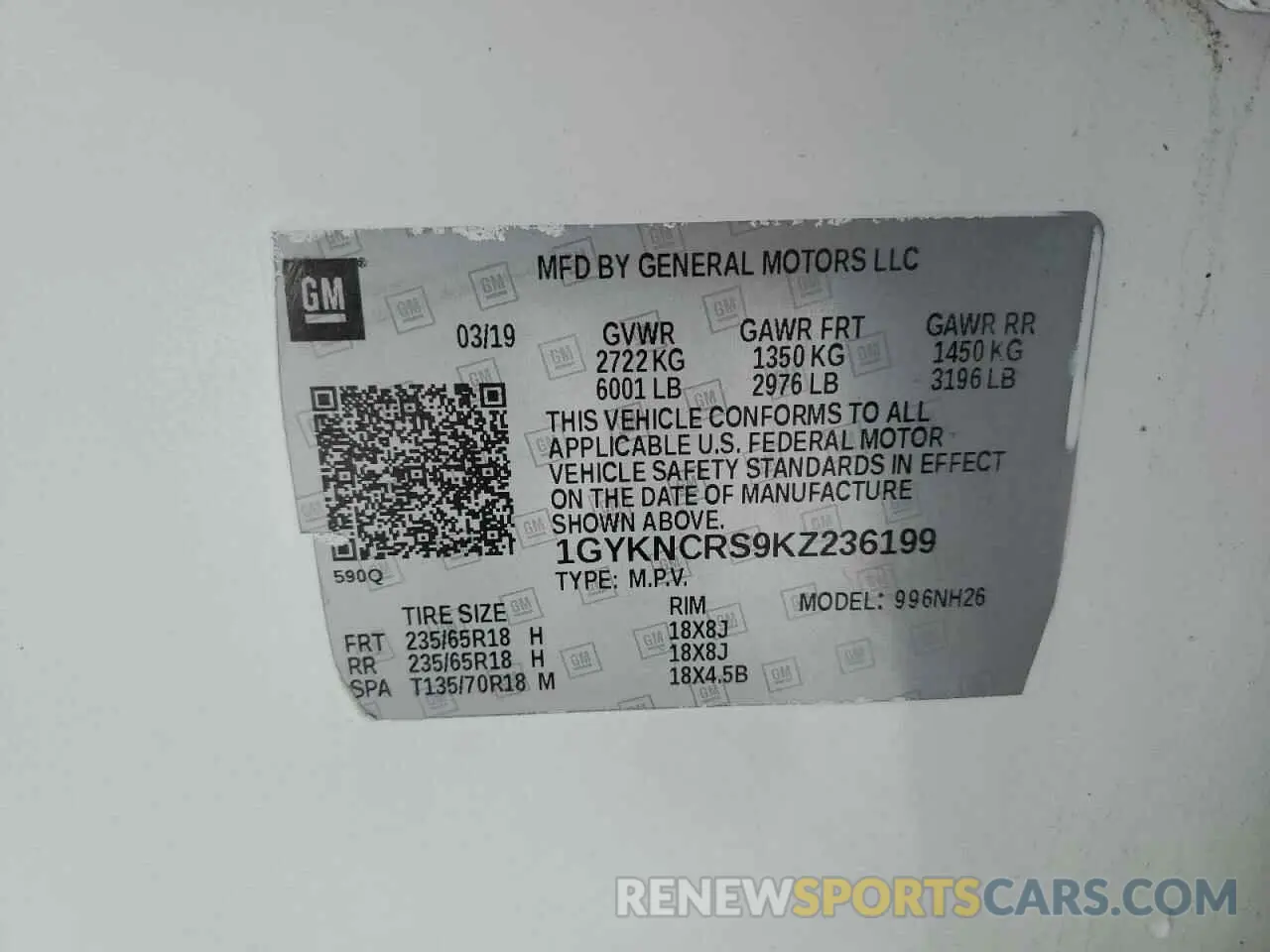 14 fotografías del automóvil dañado 1GYKNCRS9KZ236199 CADILLAC XT5 2019