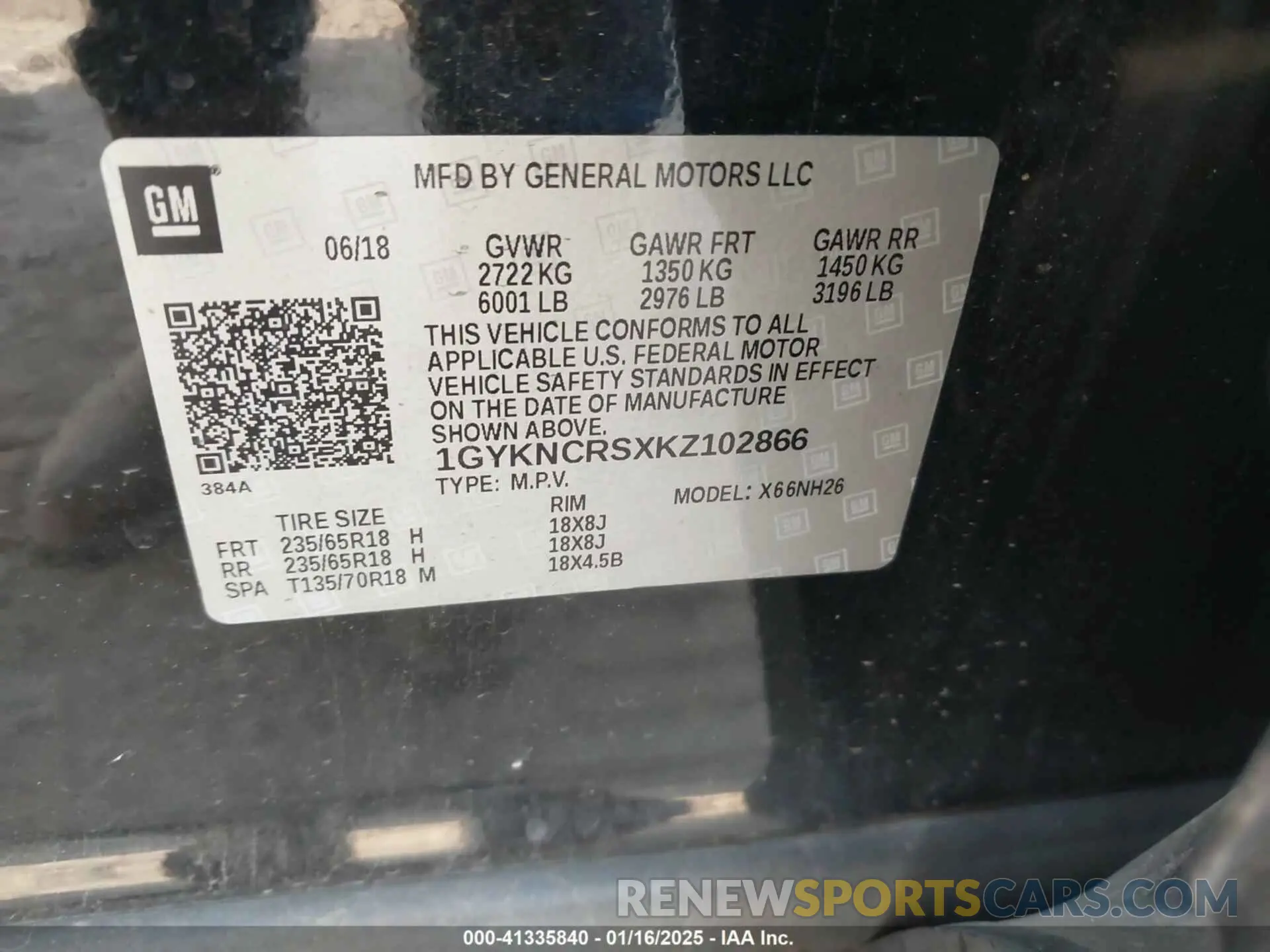 9 fotografías del automóvil dañado 1GYKNCRSXKZ102866 CADILLAC XT5 2019