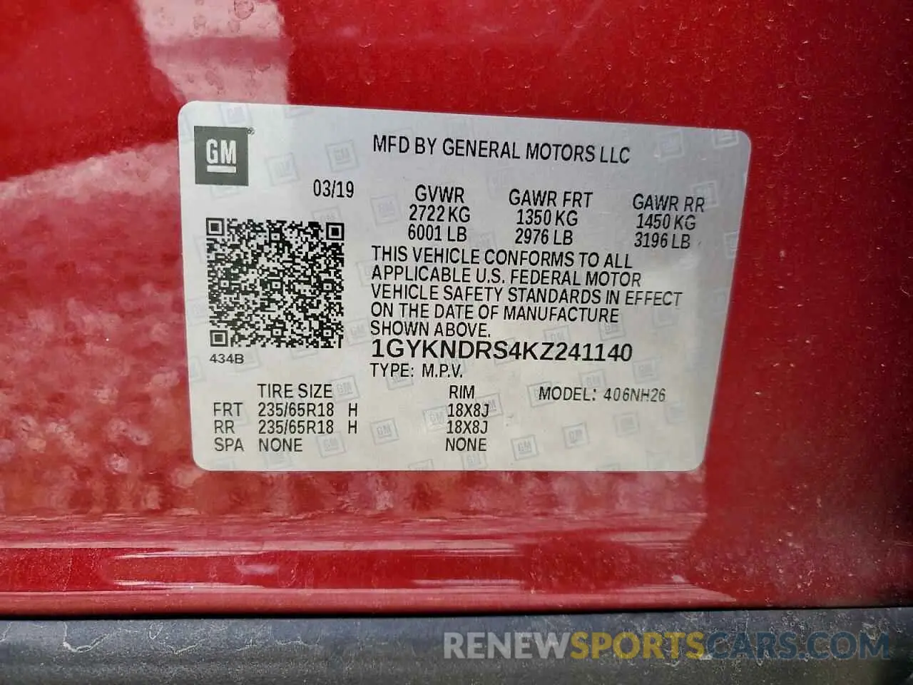 13 fotografías del automóvil dañado 1GYKNDRS4KZ241140 CADILLAC XT5 2019