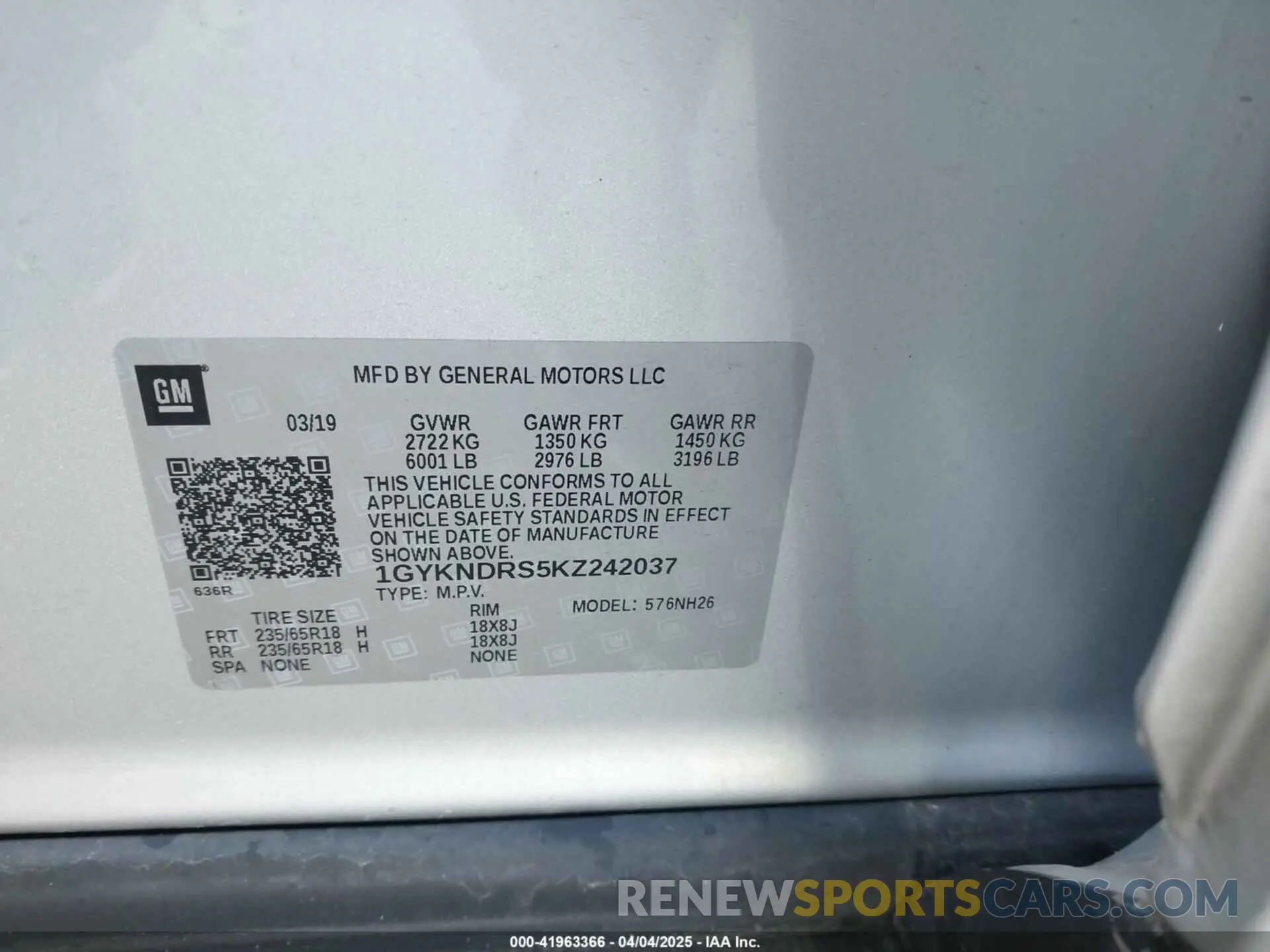 9 fotografías del automóvil dañado 1GYKNDRS5KZ242037 CADILLAC XT5 2019