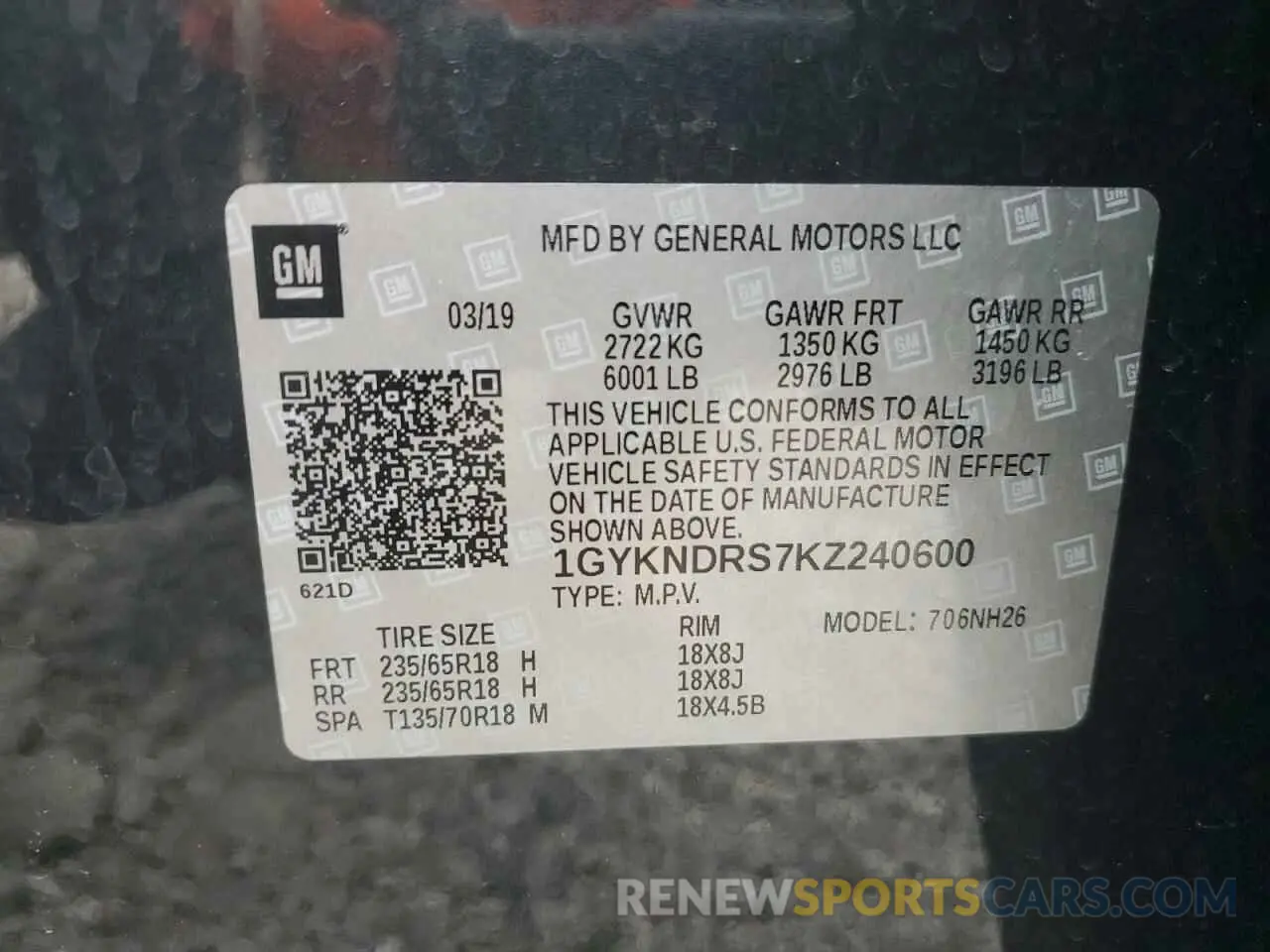 13 fotografías del automóvil dañado 1GYKNDRS7KZ240600 CADILLAC XT5 2019