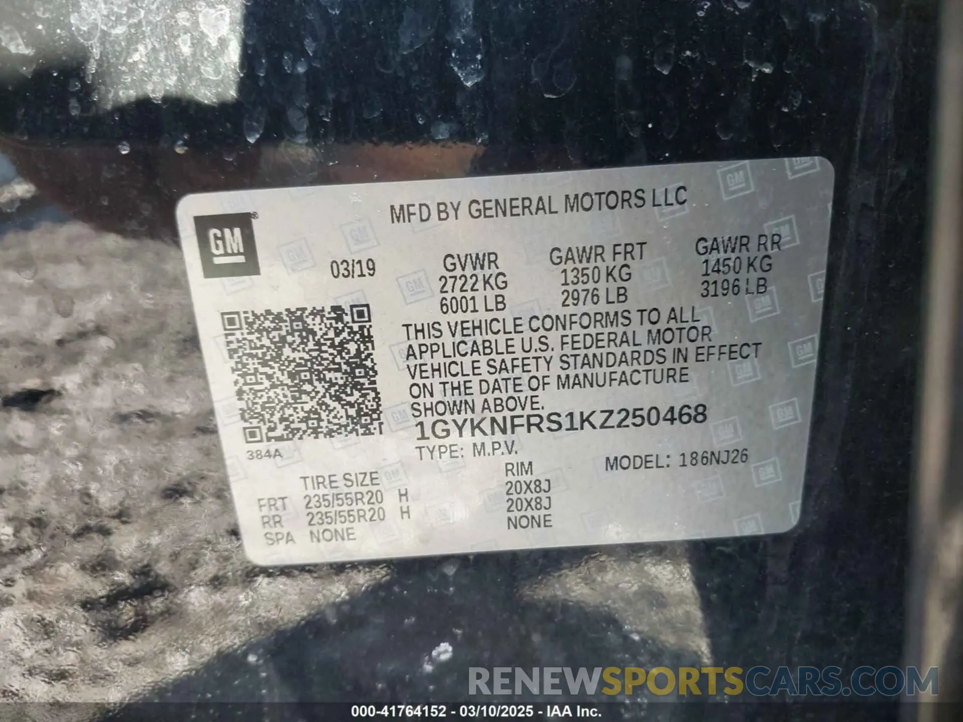 9 fotografías del automóvil dañado 1GYKNFRS1KZ250468 CADILLAC XT5 2019