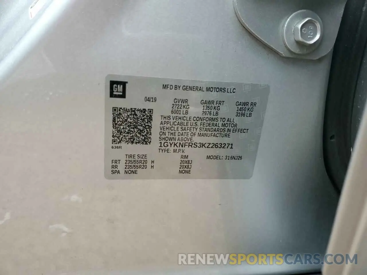 13 fotografías del automóvil dañado 1GYKNFRS3KZ263271 CADILLAC XT5 2019