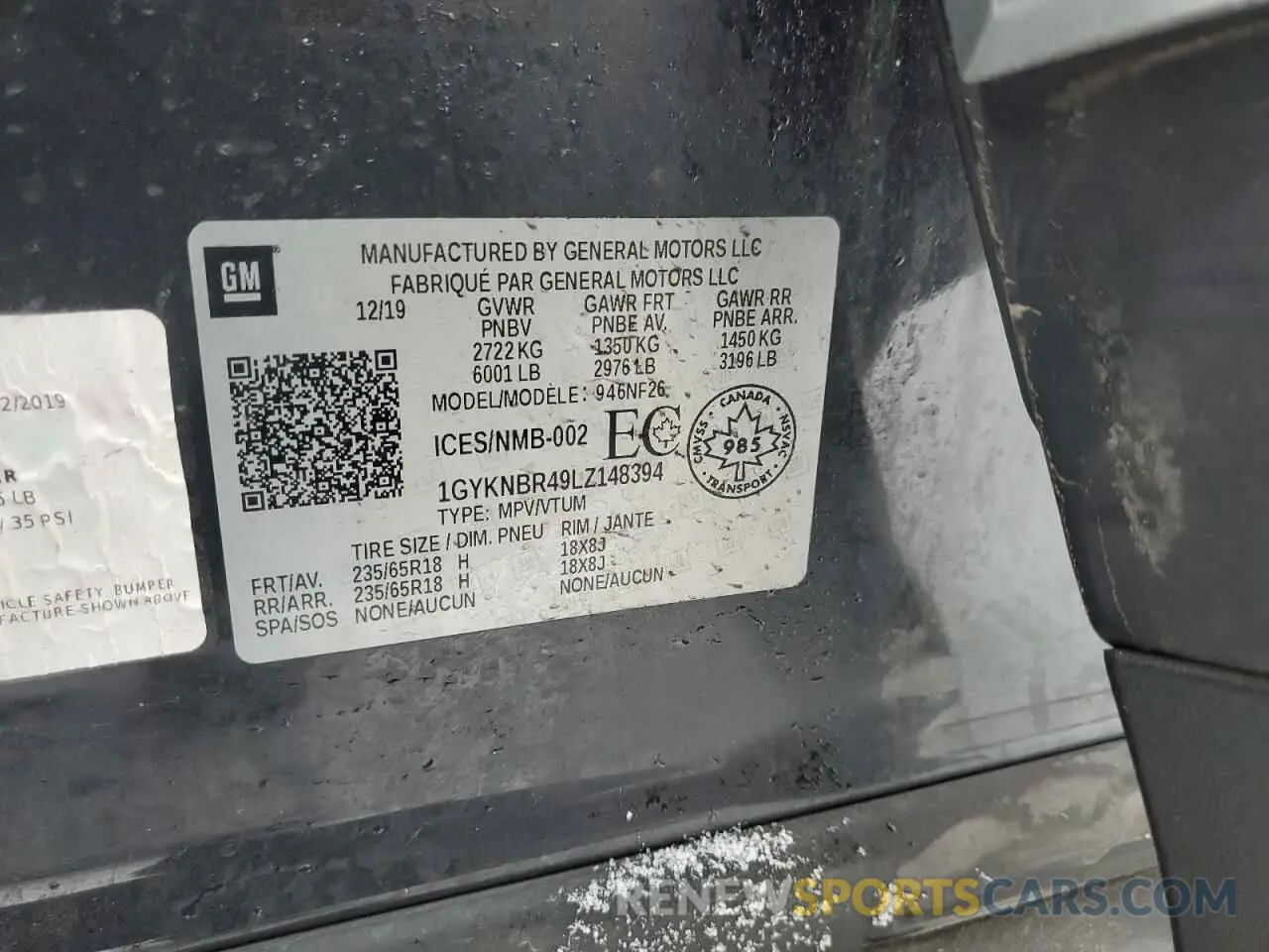 15 fotografías del automóvil dañado 1GYKNBR49LZ148394 CADILLAC XT5 2020