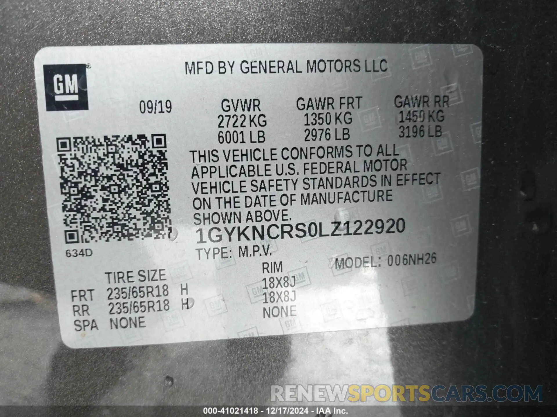 9 fotografías del automóvil dañado 1GYKNCRS0LZ122920 CADILLAC XT5 2020